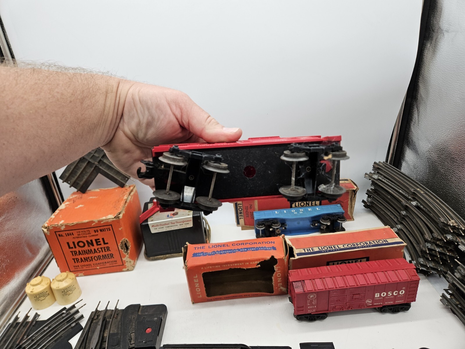 Lionel 247 Vintage O BO Blue Stripe Lot Transformer 1044 6047 Caboose Helicopter