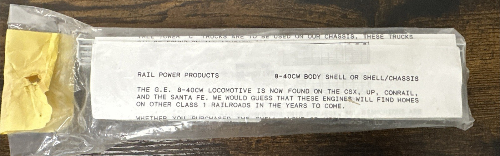 Rail Power Products HO Scale Dash 8-4CCW w/ATSF Cab Undecorated Shell NIP!
