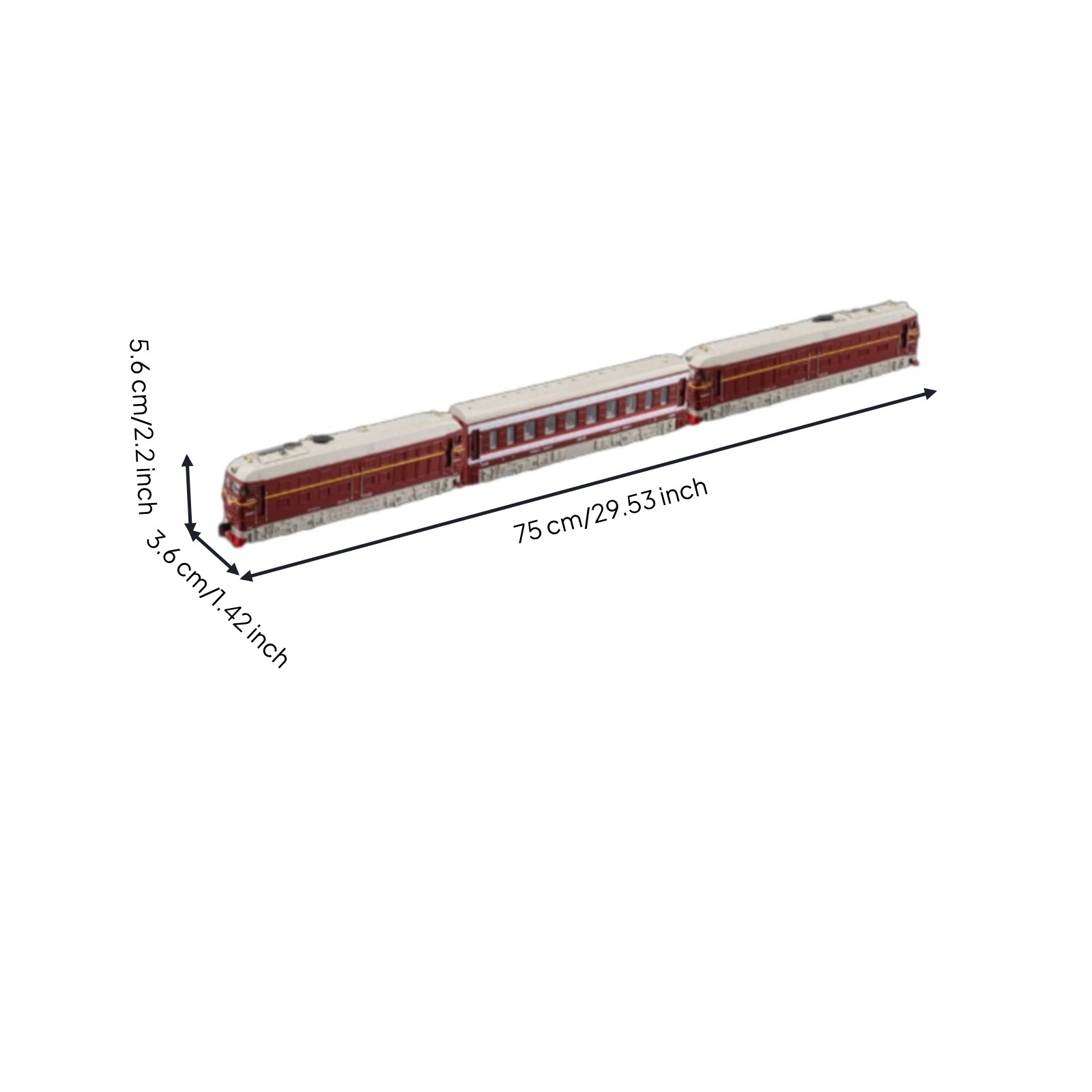 3 Pieces Alloy Train Model Working Lights Plaything Printed Side Panels