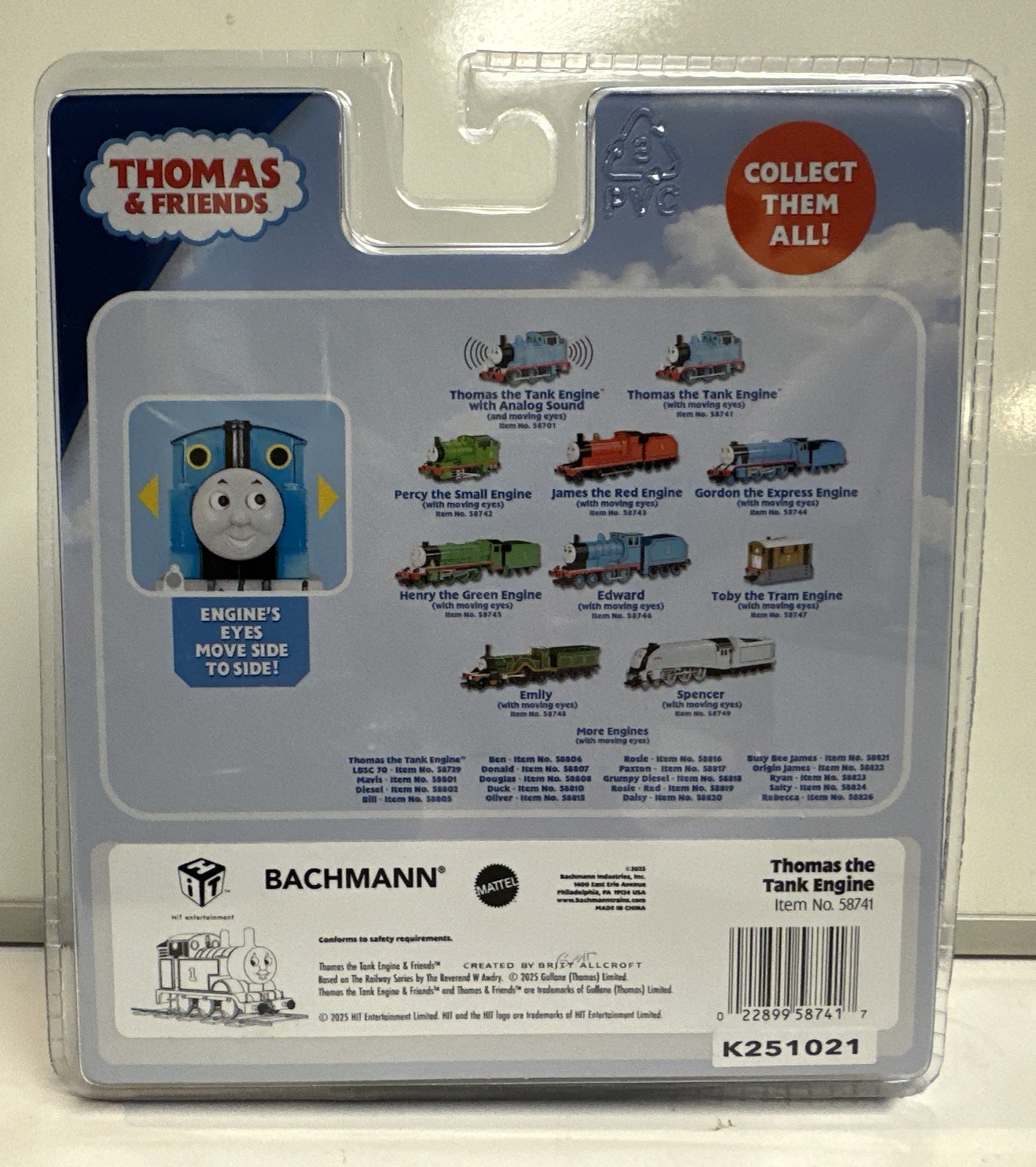 Bachmann HO Scale Thomas & Friends Thomas Engine W/ Moving Eyes #58741