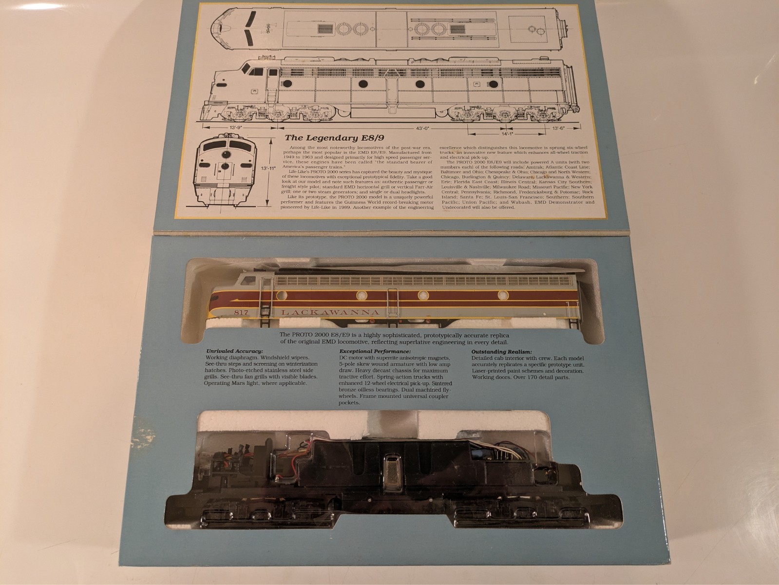 HO EMD E8/E9 DL&W Delaware Lackawanna & Western #817 DC NIB NOS # 8707