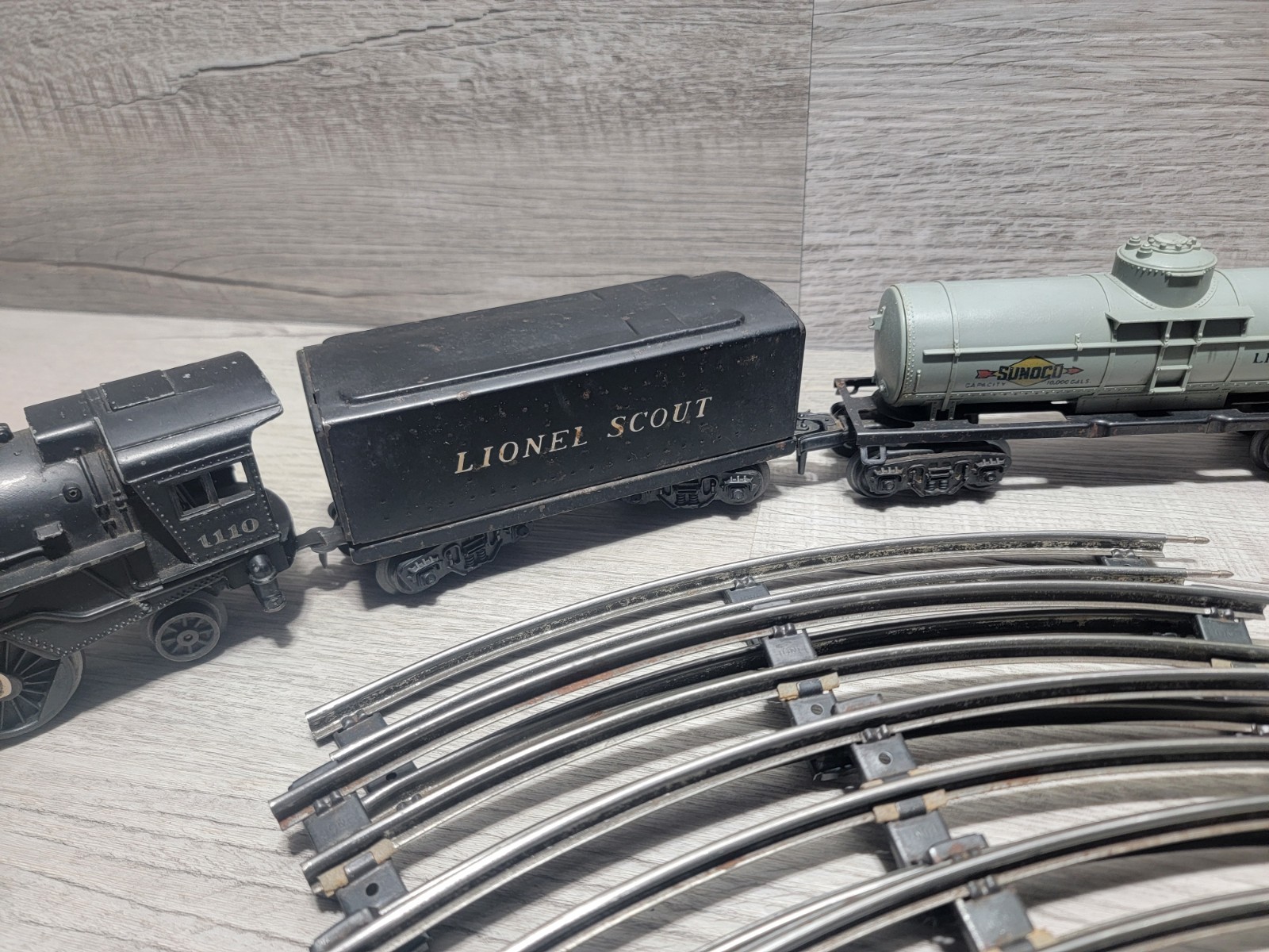 Vtg 1950s Lionel 1110 Scout Steam Locomotive, Tender Train Track W Extras WORKS