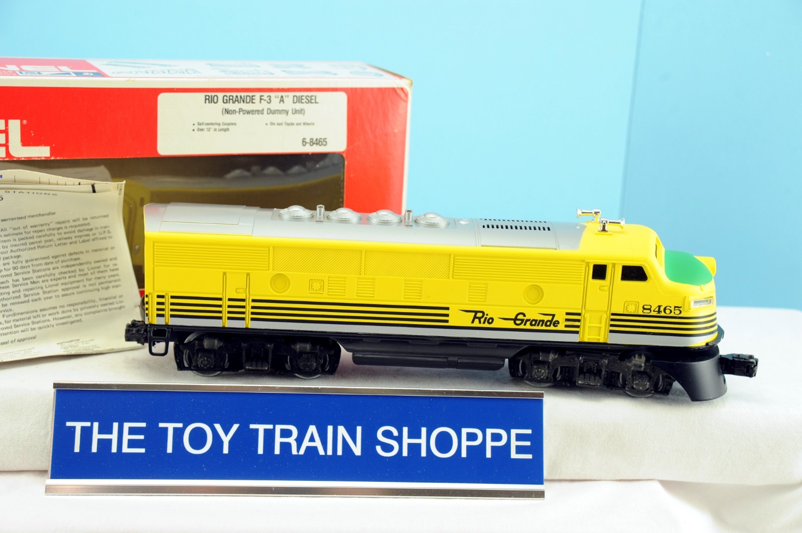 LIONEL 8465 RIO GRANDE F-3 A DIESEL NON-POWERED DUMMY UNIT. TESTED. NEW IN BOX.