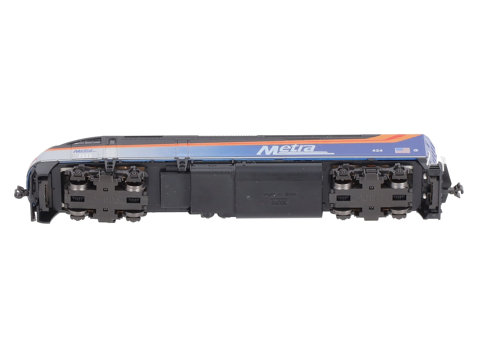 Kato 176-6124-DCC N Chicago Metra Black Roof MP36PH Diesel Locomotive w/DCC #424