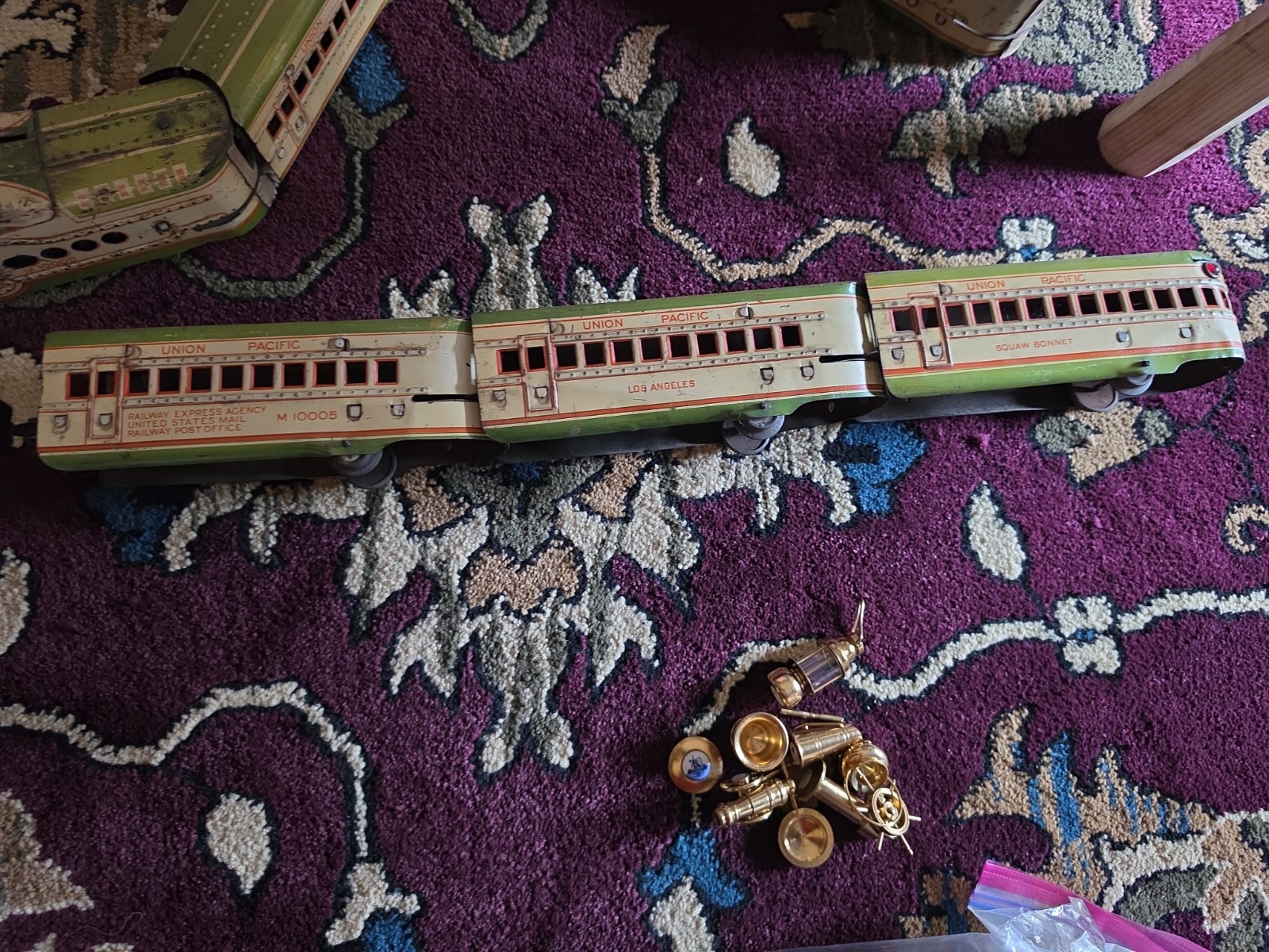 Vintage Marx Union Pacific O Streamliner M10005 w/ 6 Cars Green Yellow No Motor