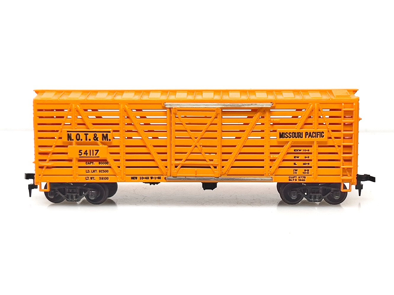 TYCO MANTUA HO Scale #54117 Missouri Pacific NOT&M Orange Stock Car