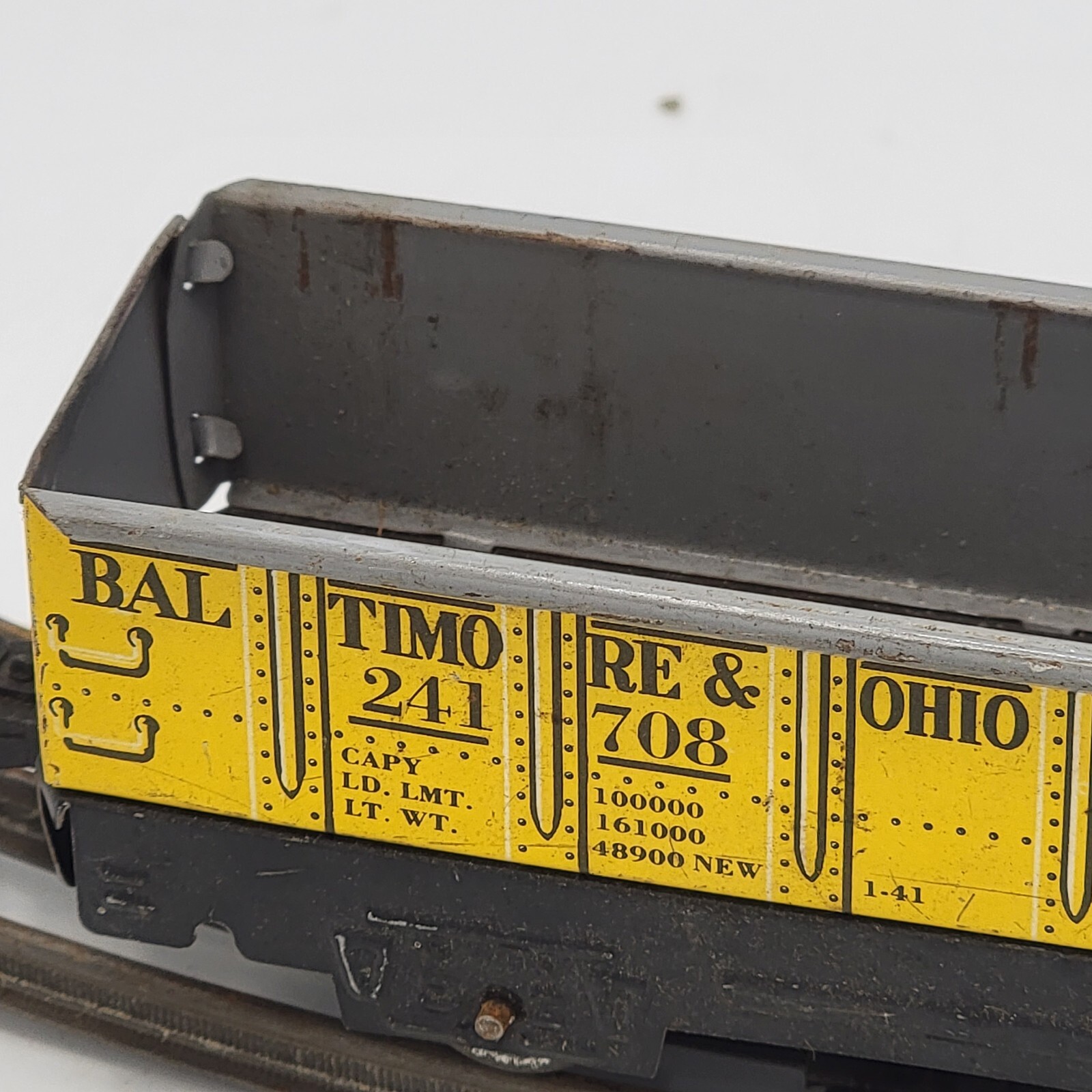 Marx Gondola Car Baltimore & Ohio O Gauge Yellow No. 241708 1950’s CLEAN