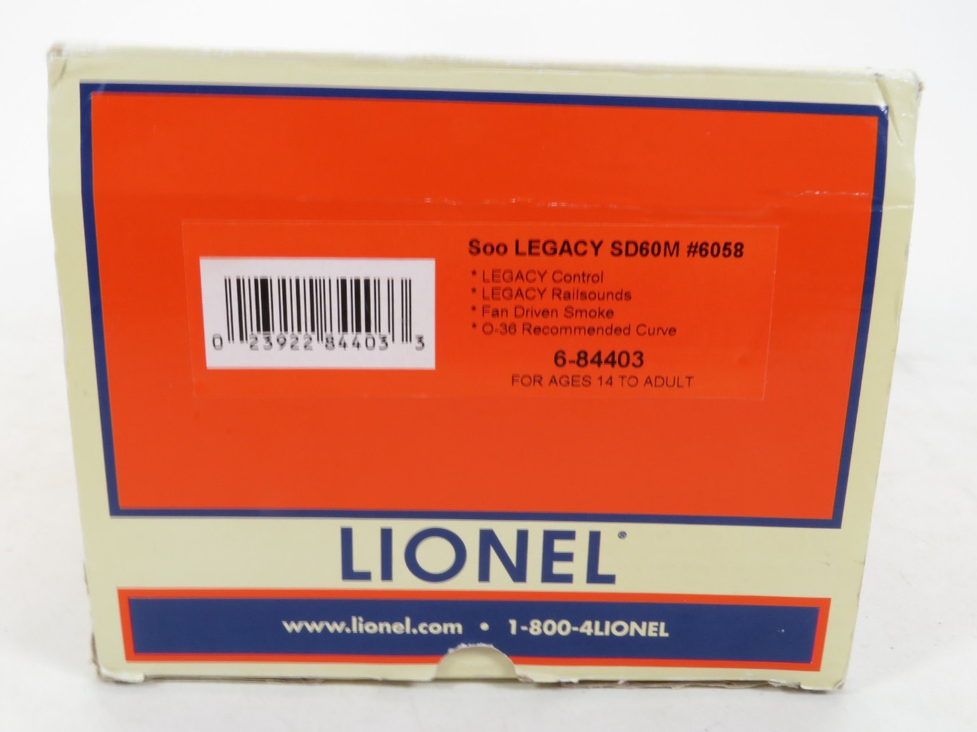 Lionel Trains No. 6-84403 SOO LEGACY SD60M Diesel Locomotive #6058, O Gauge