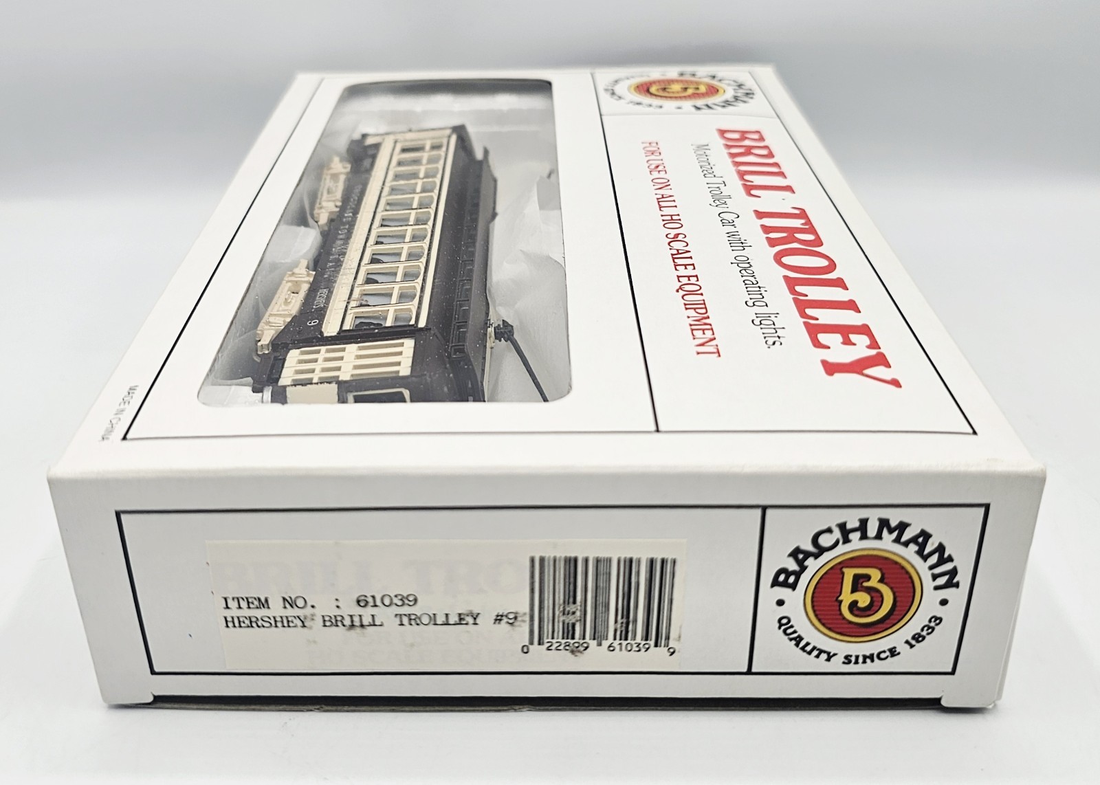Bachmann 61039 HERSHEY BRILL TROLLEY #9 HO Scale MOTORIZED OPERATING LIGHTS/ NEW