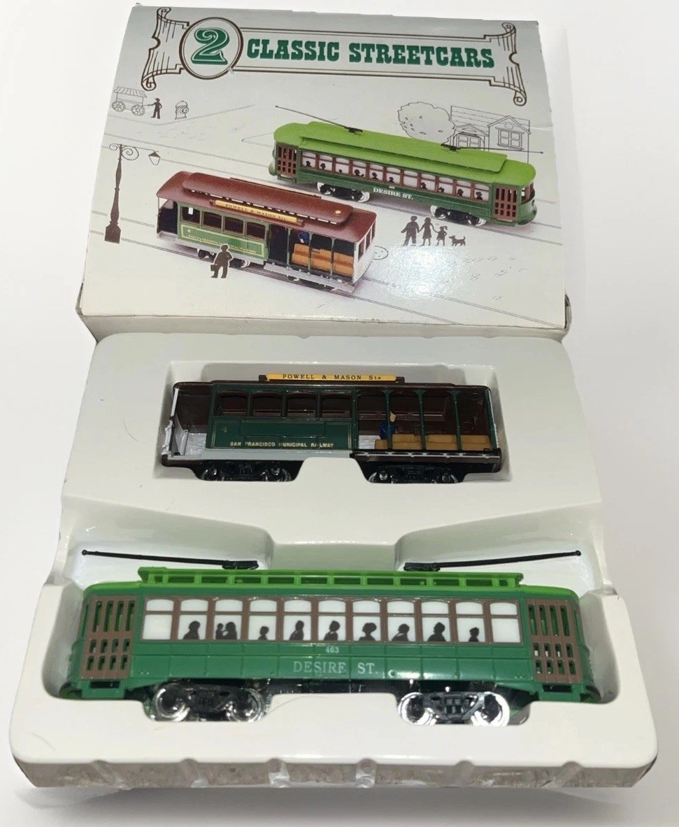 Train Classic Streetcars 2 HO Scale Powell & Mason #4 & Desire Street #463 NIB