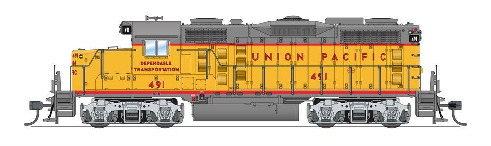 BROADWAY LIMITED 4279 HO EMD GP20 UP 491 Yellow & Gray Paragon4 Sound/DC/DCC