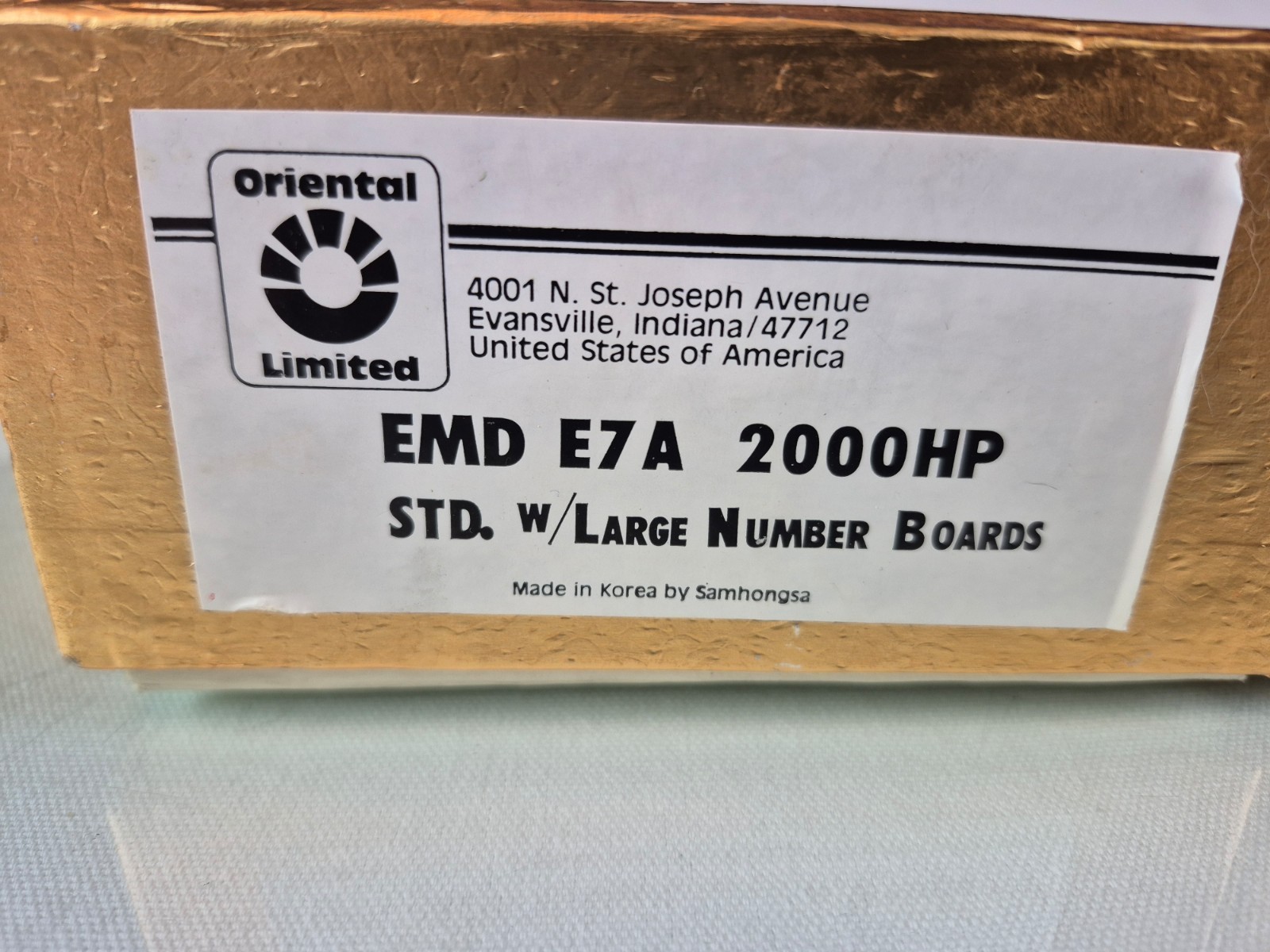 HO BRASS ORIENTAL LIMITED EMD E7A/B 2000HP STD W/LARGE # BOARDS POWERED
