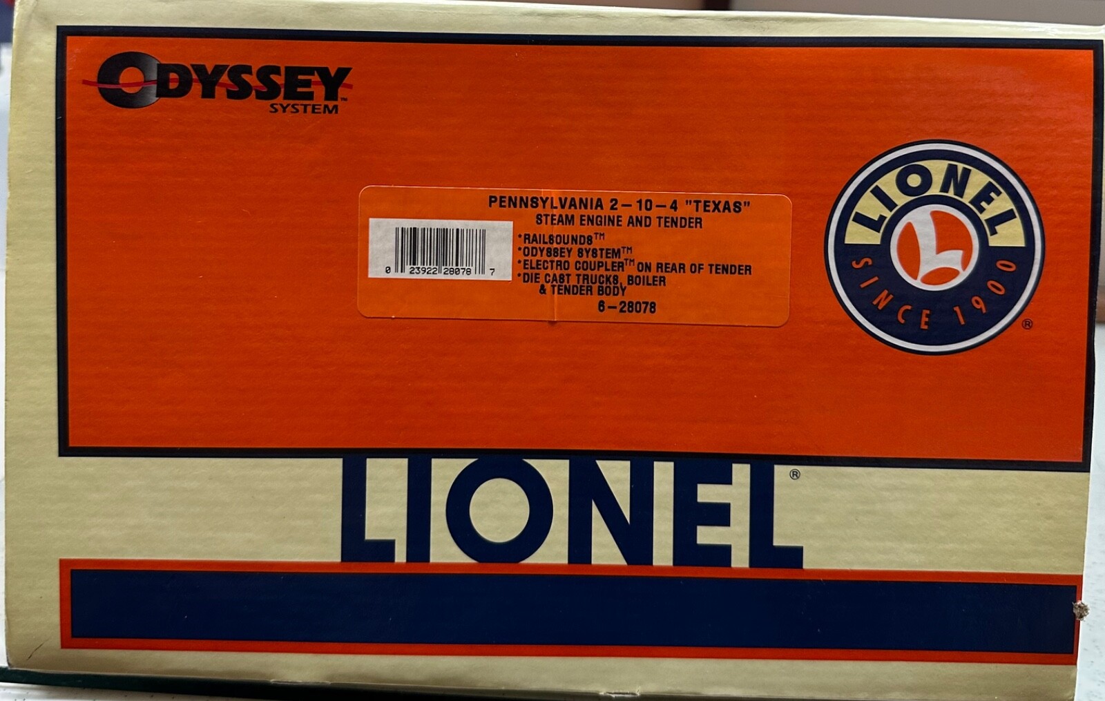 Lionel 6-28078 Pennsylvania “Texas” 2-10-4 Steam Engine w/Tender O 3 Rail LN