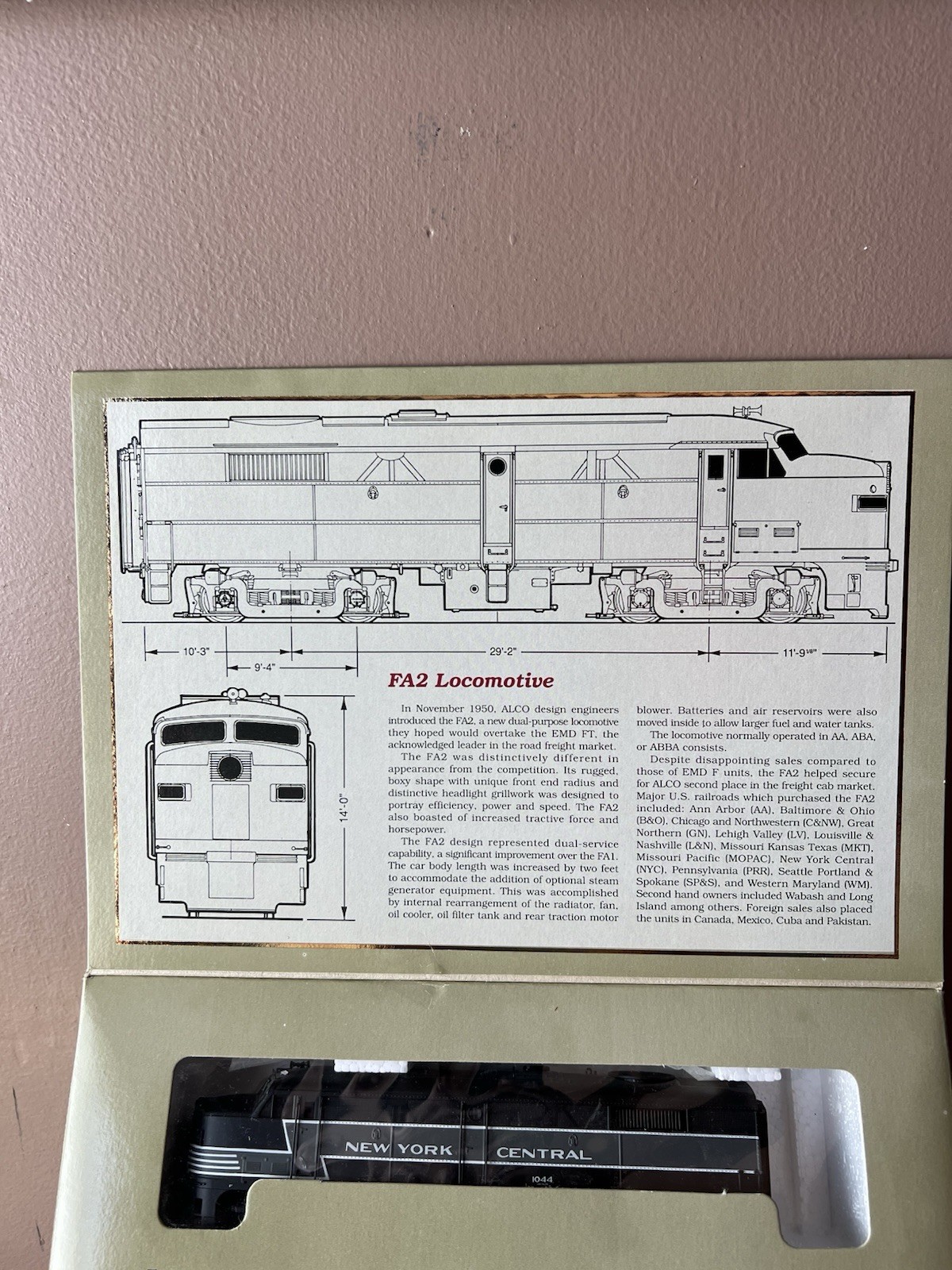 PROTO 2000 HO Scale #8362 New York Central #1004 FA2 Locomotive.