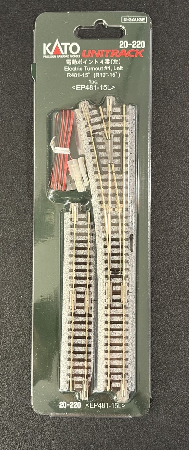 N Scale KATO Electric Turnout #4 Left R481-15 Degree 1pcs 20-220 NIB.