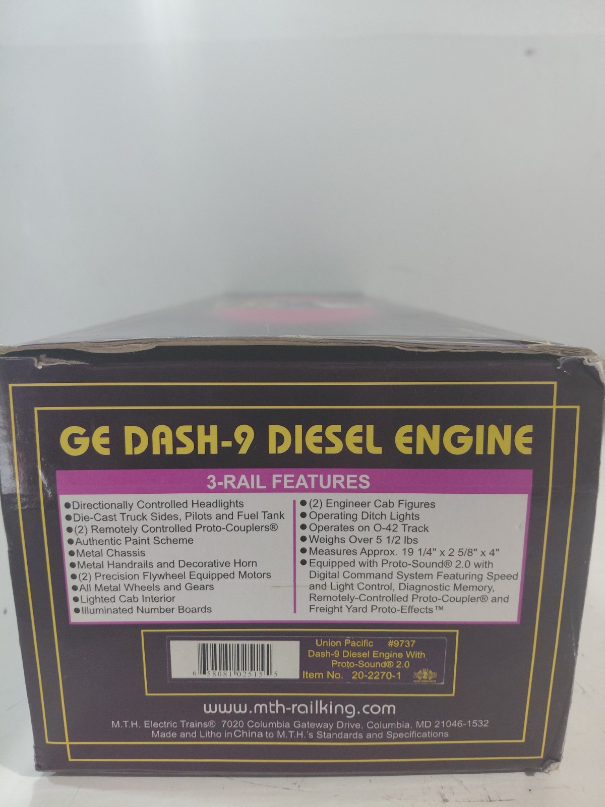 MTH 20-2270-1 O Gauge Model Railroad Union Pacific Dash-9 PS2 Diesel Engine wBox