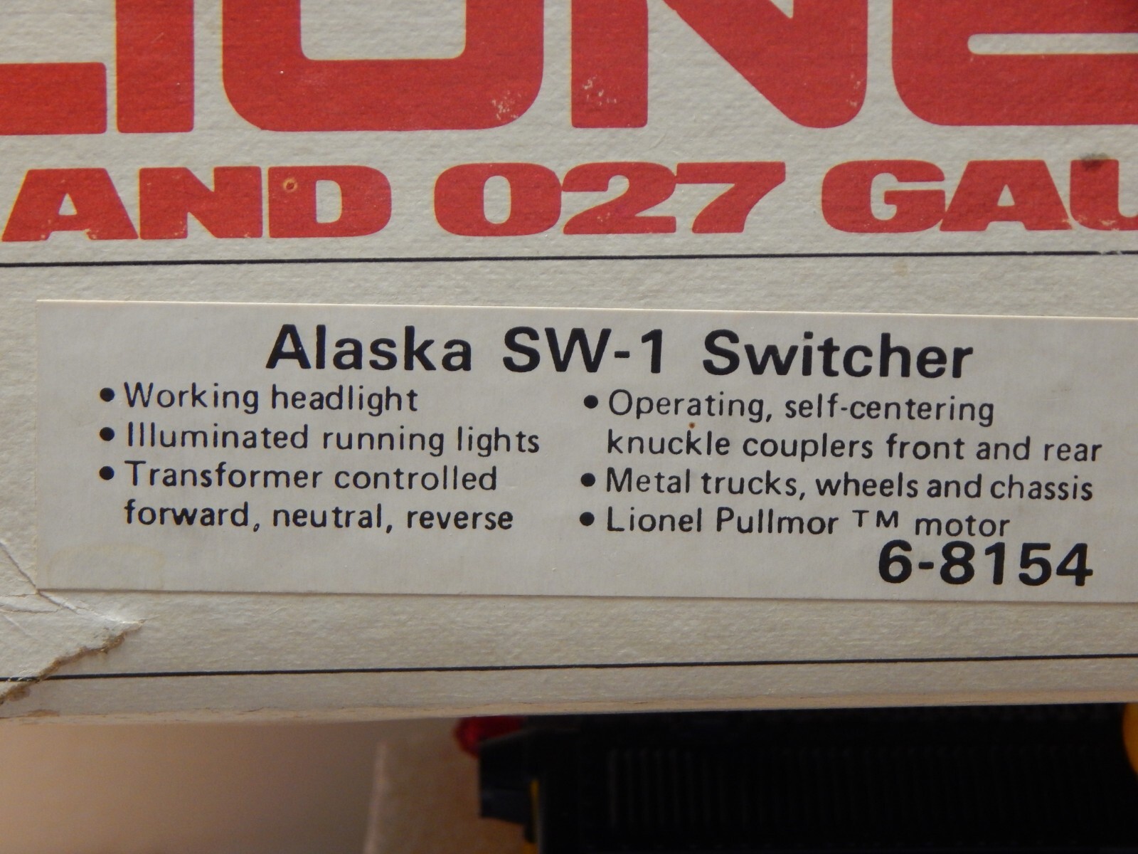 LIONEL 6-8154 ALASKA SW-1 DIESEL LOCOMOTIVE NEW IN BOX O SCALE NICE LQQK
