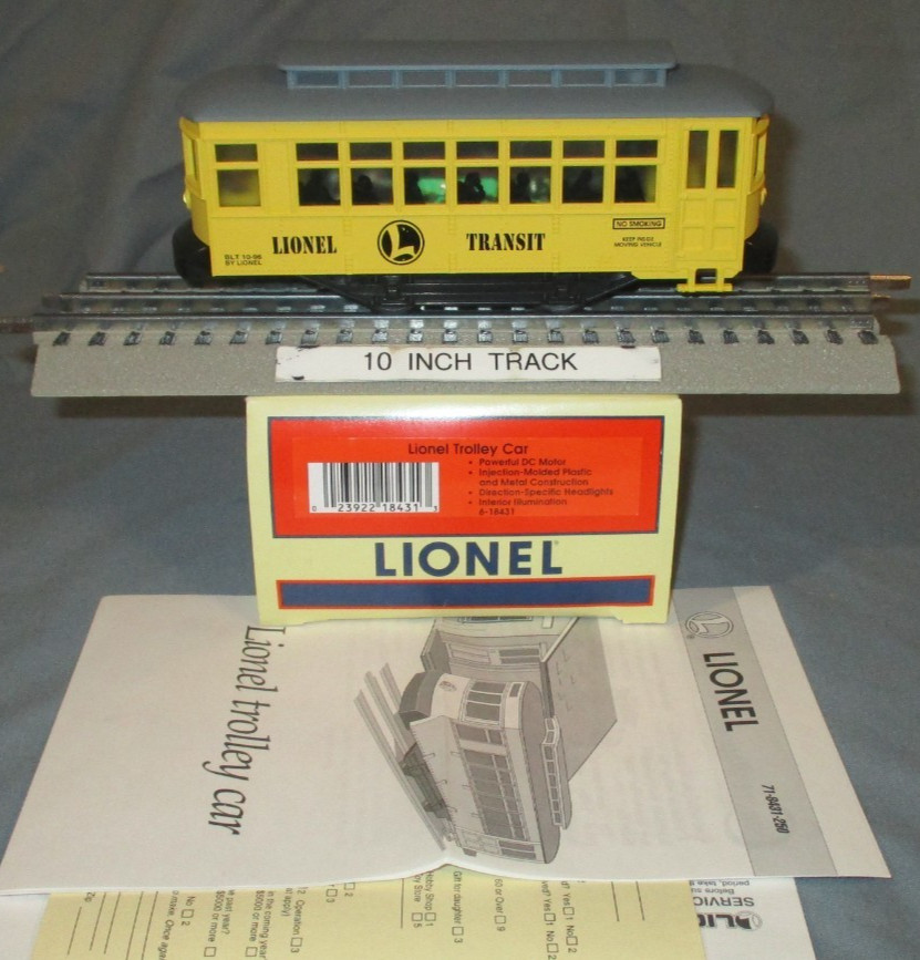 Lionel 18431 Yellow Lionel Transit “Bump-N-Go” Trolley Car O/027 ga 1996-97