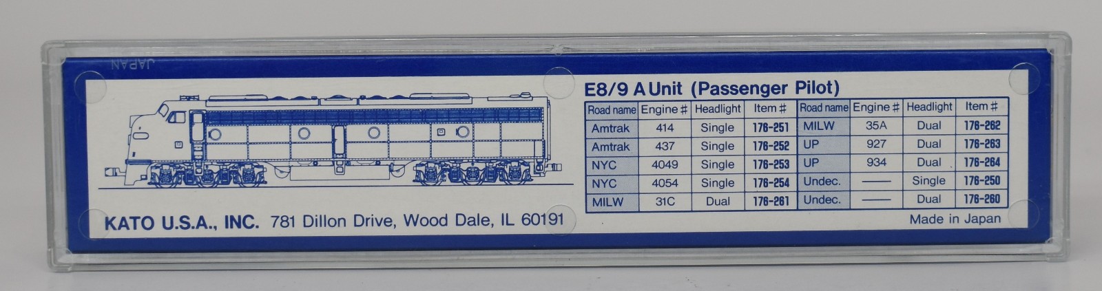 KATO N 1:160 #927 UP UNION PACIFIC EMD E8/9 A DIESEL 176-263 LNIB RUNS GREAT