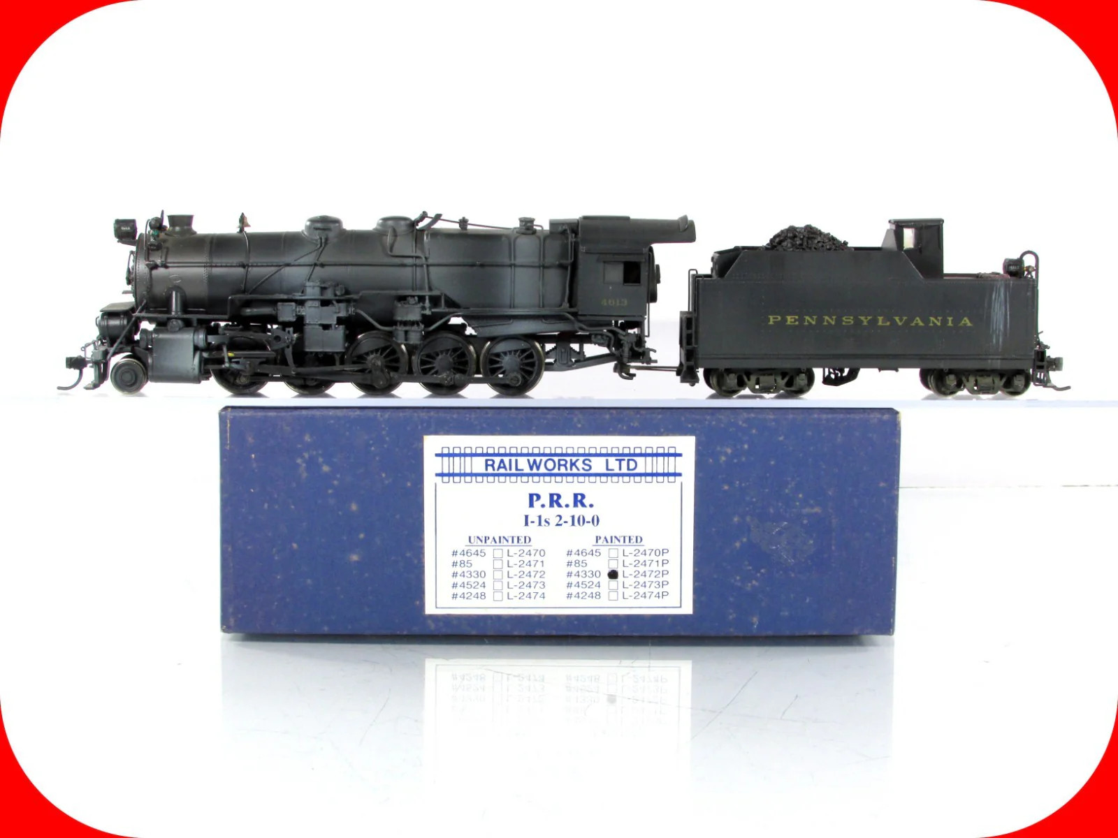 HO Scale BRASS ***PENNSYLVANIA*** Weathered I-1s 2-10-0 Locomotive – by Sunset