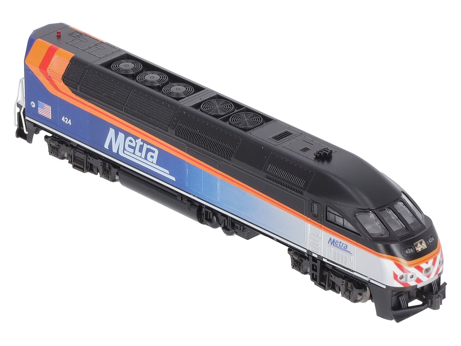 Kato 176-6124-DCC N Chicago Metra Black Roof MP36PH Diesel Locomotive w/DCC #424