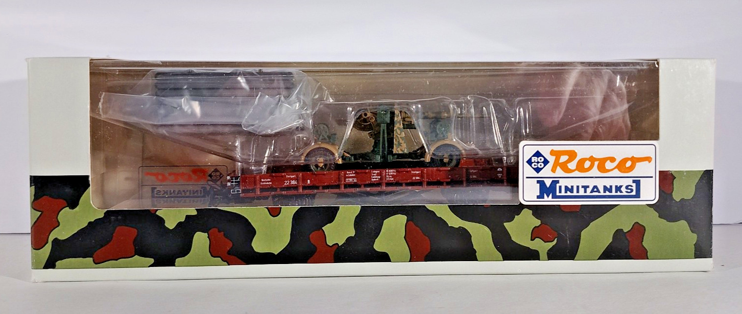 Roco 857 Ltd Edtn 88mm Flak Gun on Flat See Complete Description HO 850 pieces