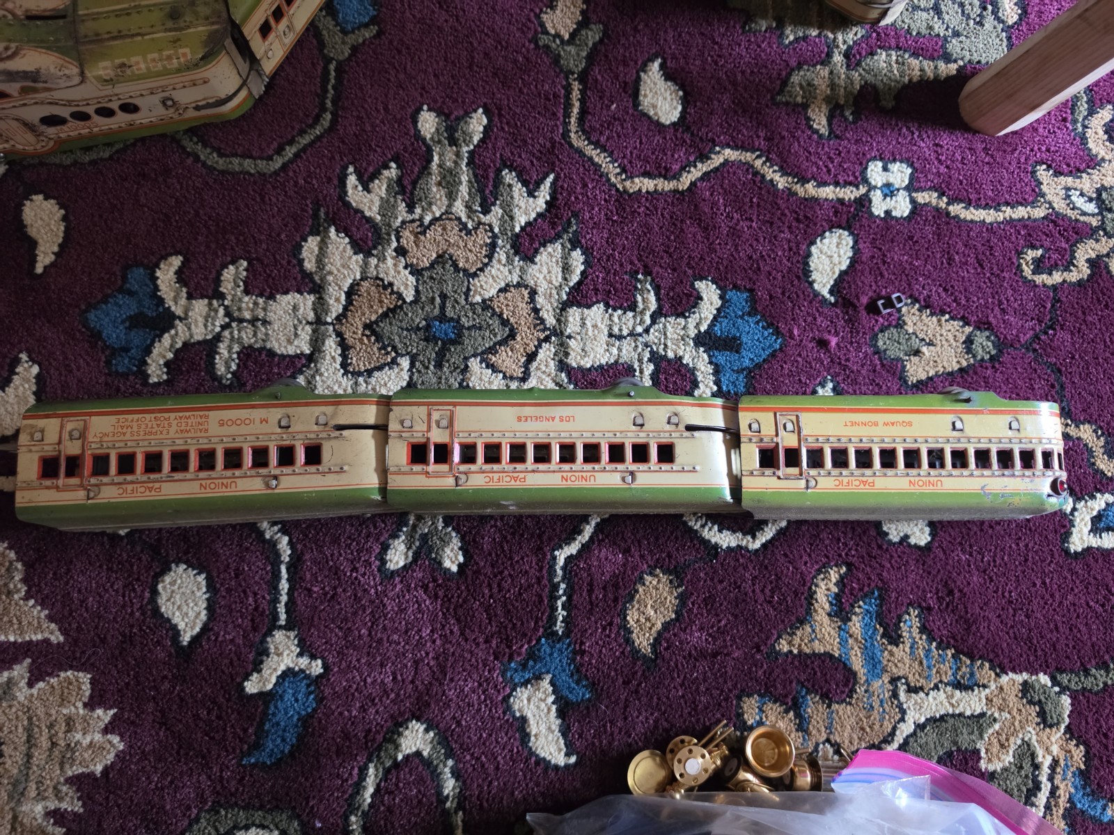 Vintage Marx Union Pacific O Streamliner M10005 w/ 6 Cars Green Yellow No Motor