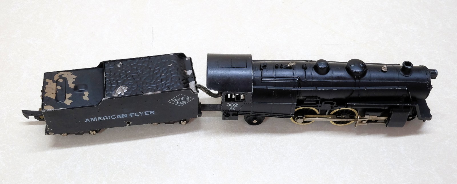 American Flyer 302 AC Steam Loco + Tender, S Gauge, 1940s – 1950s