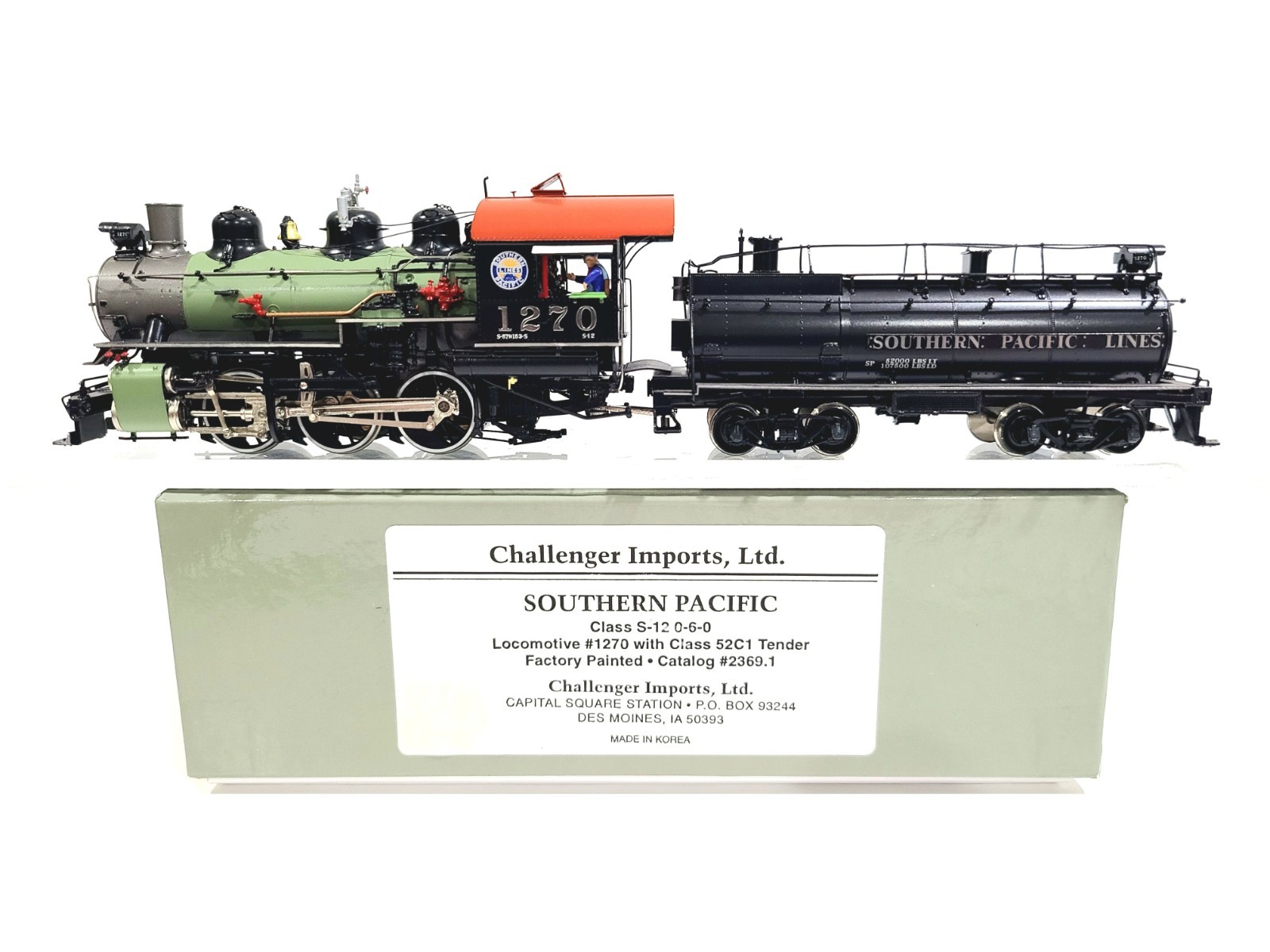 Challenger CIL Boo-Rim SP S-12 0-6-0 Southern Pacific #1270 HO Brass #2369.1