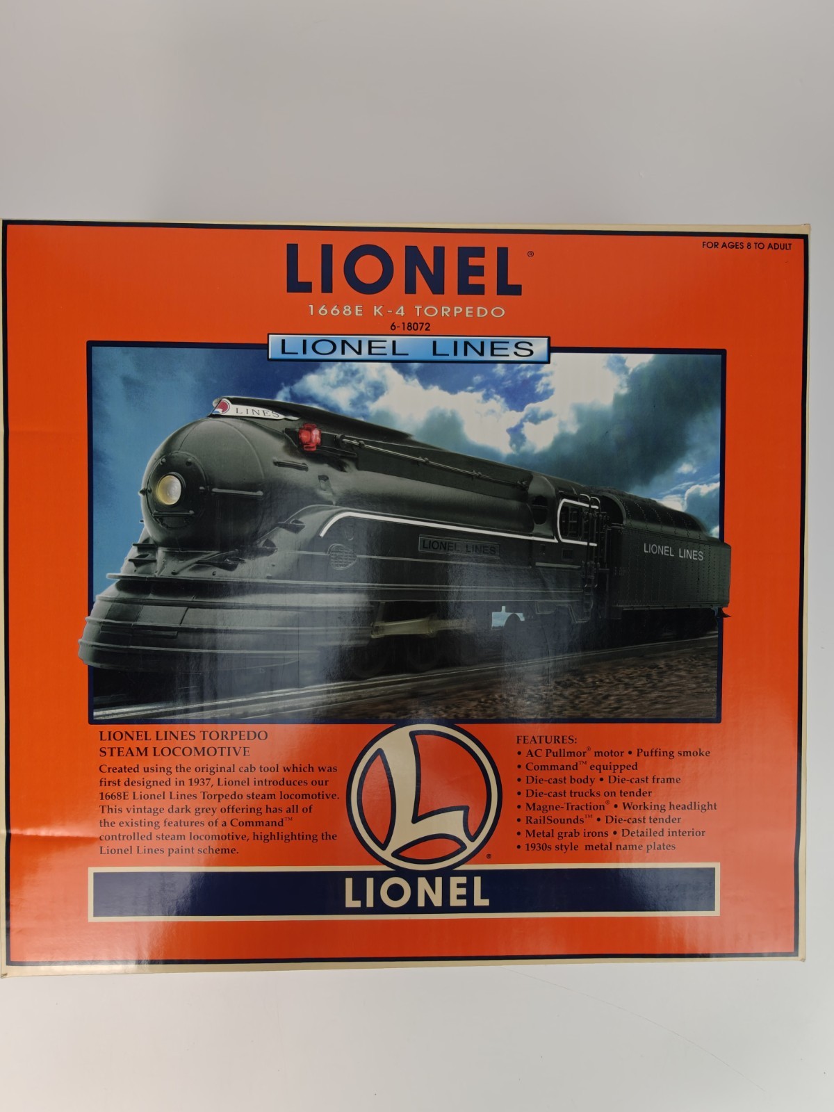Lionel 1668E K-4 Torpedo Locomotive w/Sound Tender