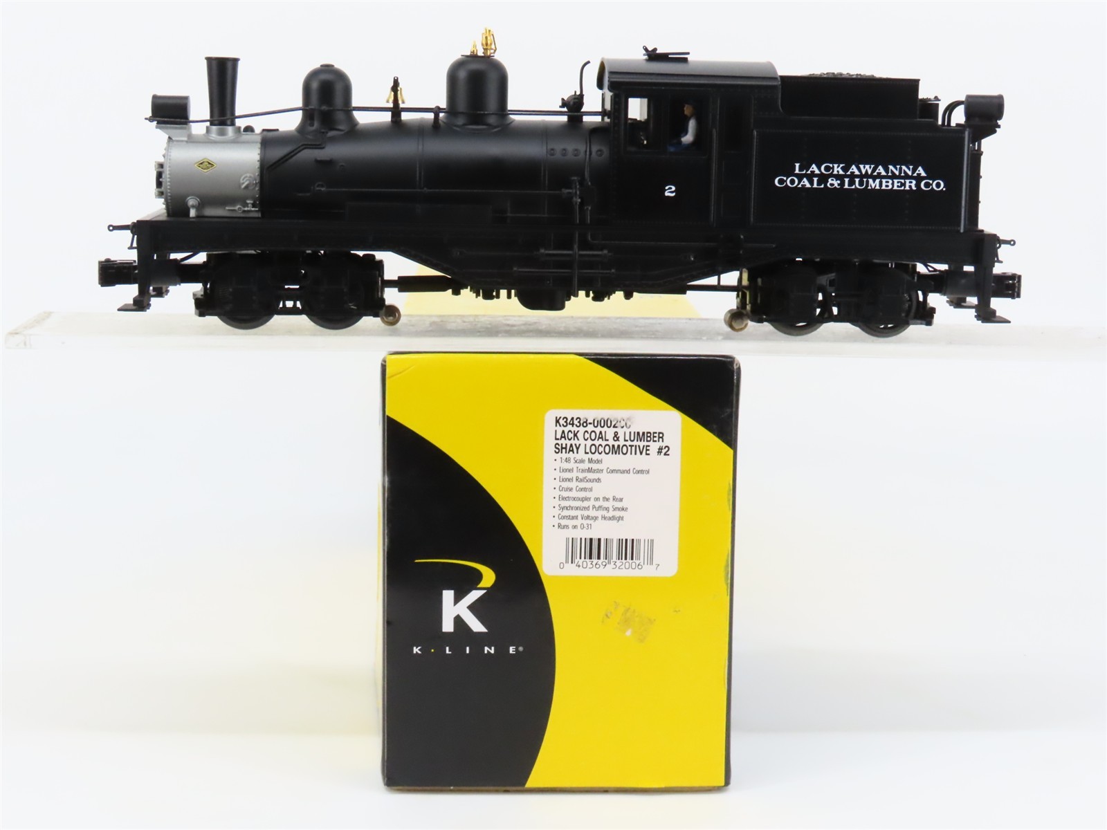 O 3-Rail K-Line K3438-0002CC Lackawanna Coal 2-Truck Shay Steam #2 – TMCC ONLY