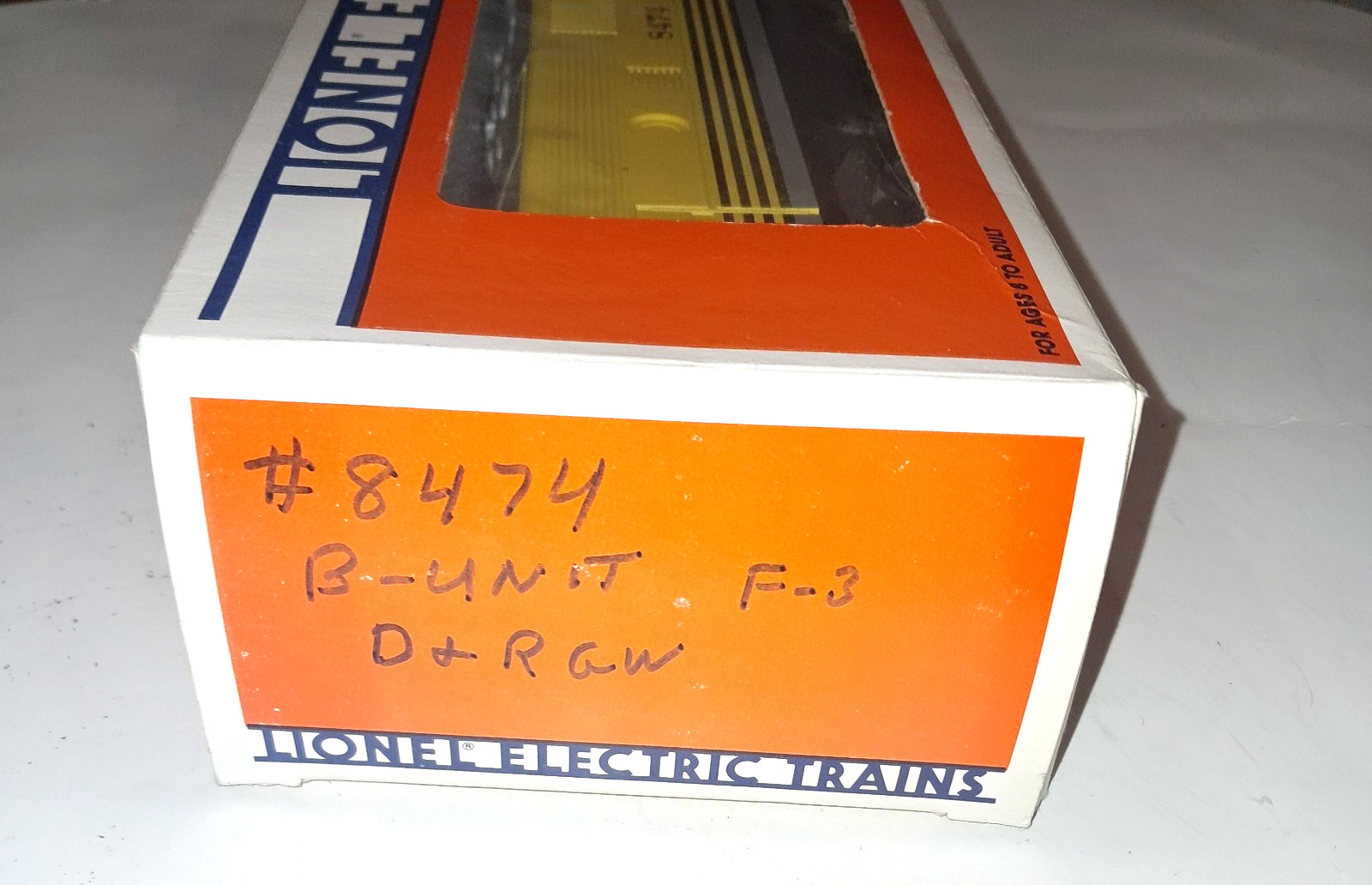 Lionel 6-8474 O Gauge Rio Grande F3 B-Unit Non-Powered Diesel Locomotive NEW