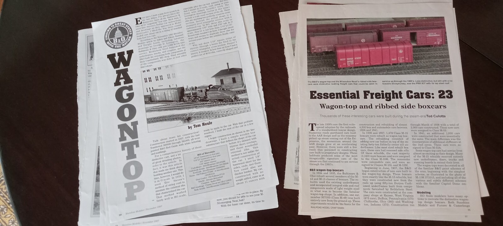B&O Wagon Top Boxcar articles build &data RMC ’05 Mainline Modeler ’97#85