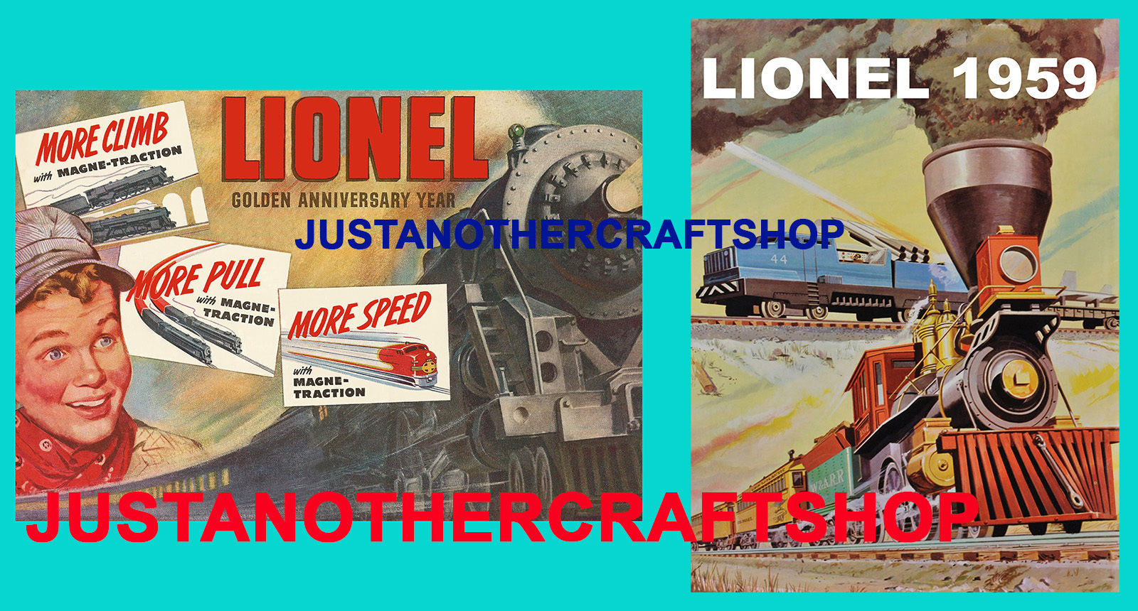 Lionel Model Trains Railways 1950 & 1959 A3 Size Poster Dispaly Sign Leaflet