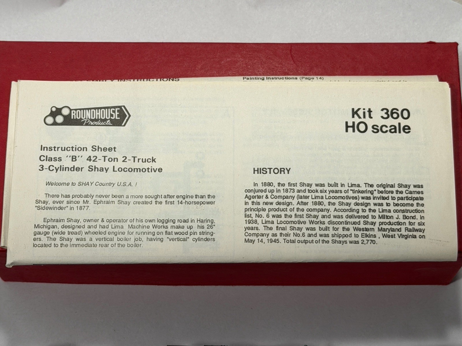 Early NOS Roundhouse HOn3 2 Truck Shay Kit Undecorated Vintage Kit USA 380 NIB