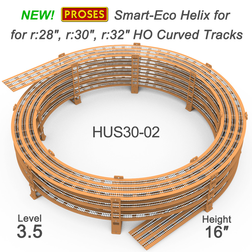 HUS30-02 16″ Fixed Height, 3.5 Level Helix For R:28″ – R:30″ – R:32″ Tracks