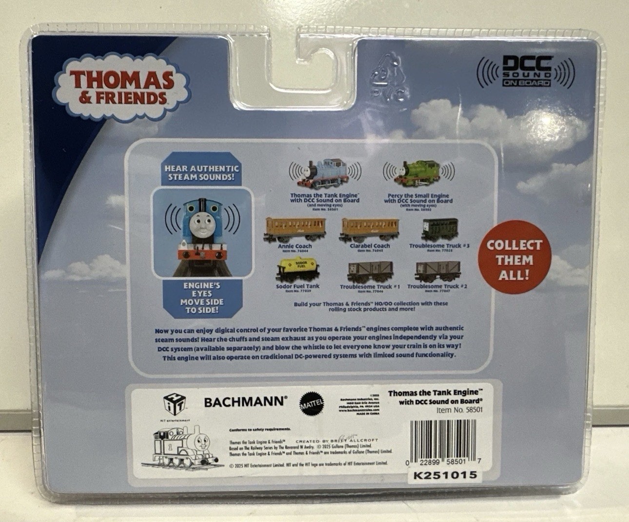 Bachmann HO Scale Thomas & Friends Thomas DCC Sound Engine W/ Moving Eyes #58501