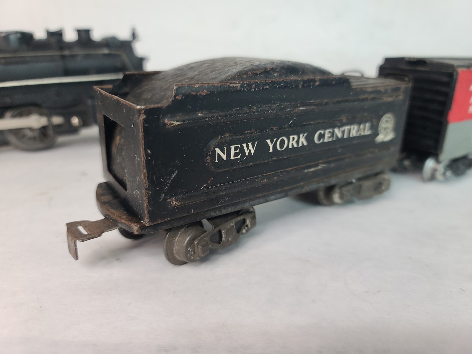 Working #666 Marx O Cast Metal 2-4-2 Steam Locomotive Tender Boxcar & Caboose