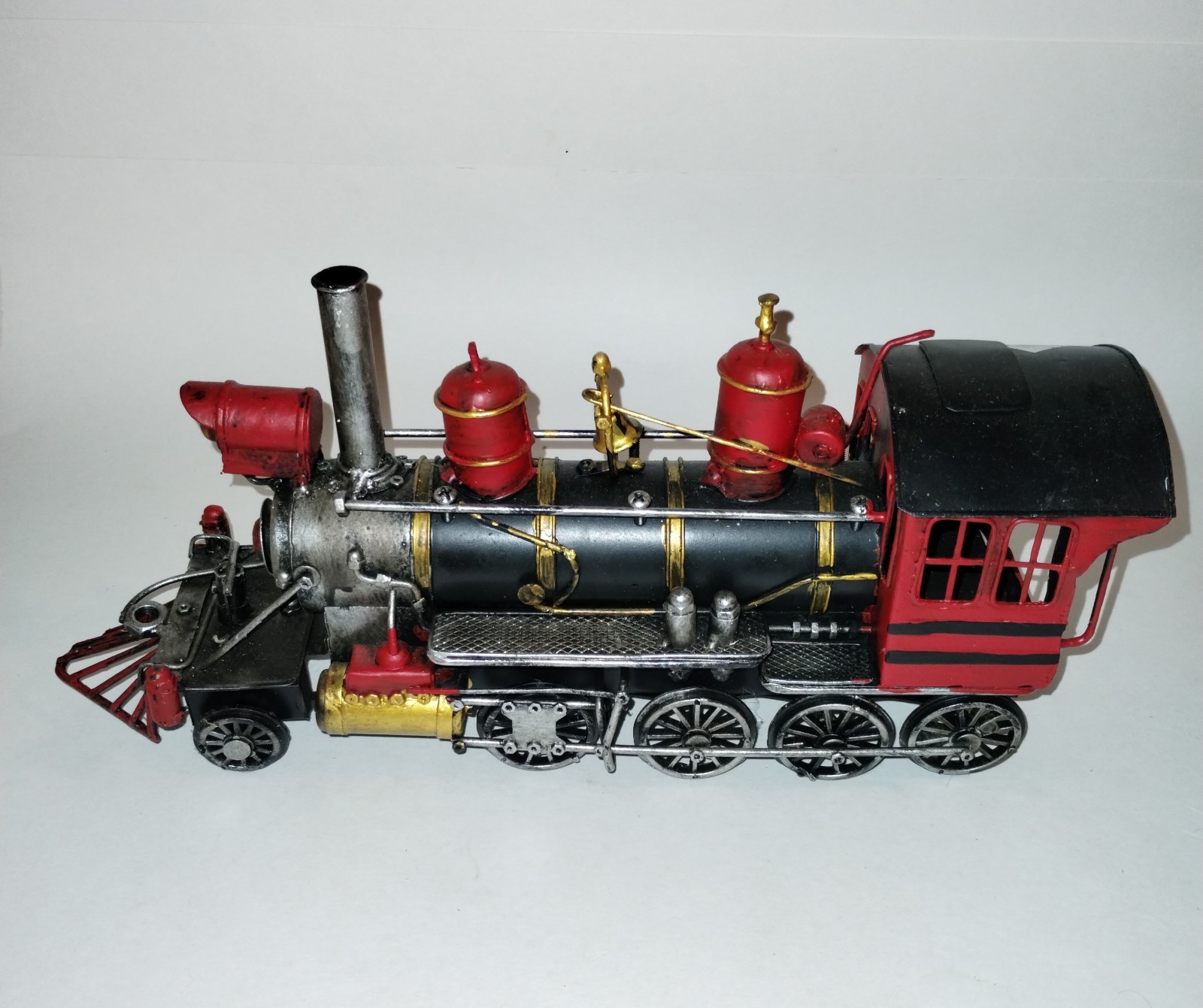 Metal vintage Steam Engine Locomotive model train handmade red and black