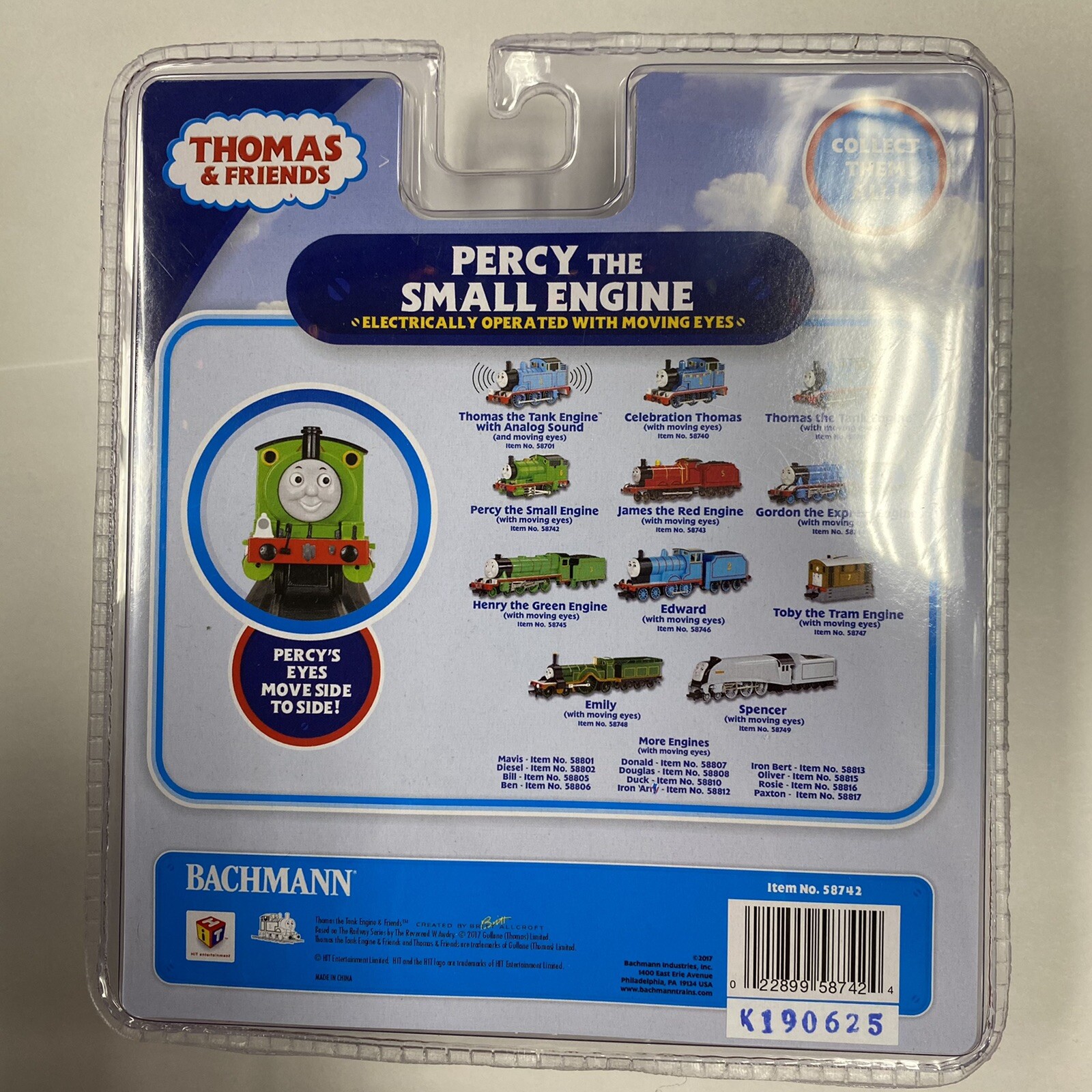Bachmann 58742 PERCY THE SMALL ENGINE (WITH MOVING EYES) (HO SCALE) NEW