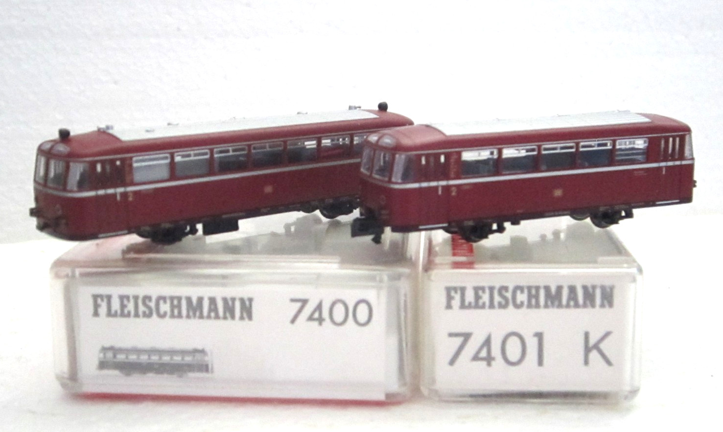 FLEISCHMANN 7400 7401K N DB VT95 DIESEL RAIL BUS & PASSENGER CAR SET OVP TESTED