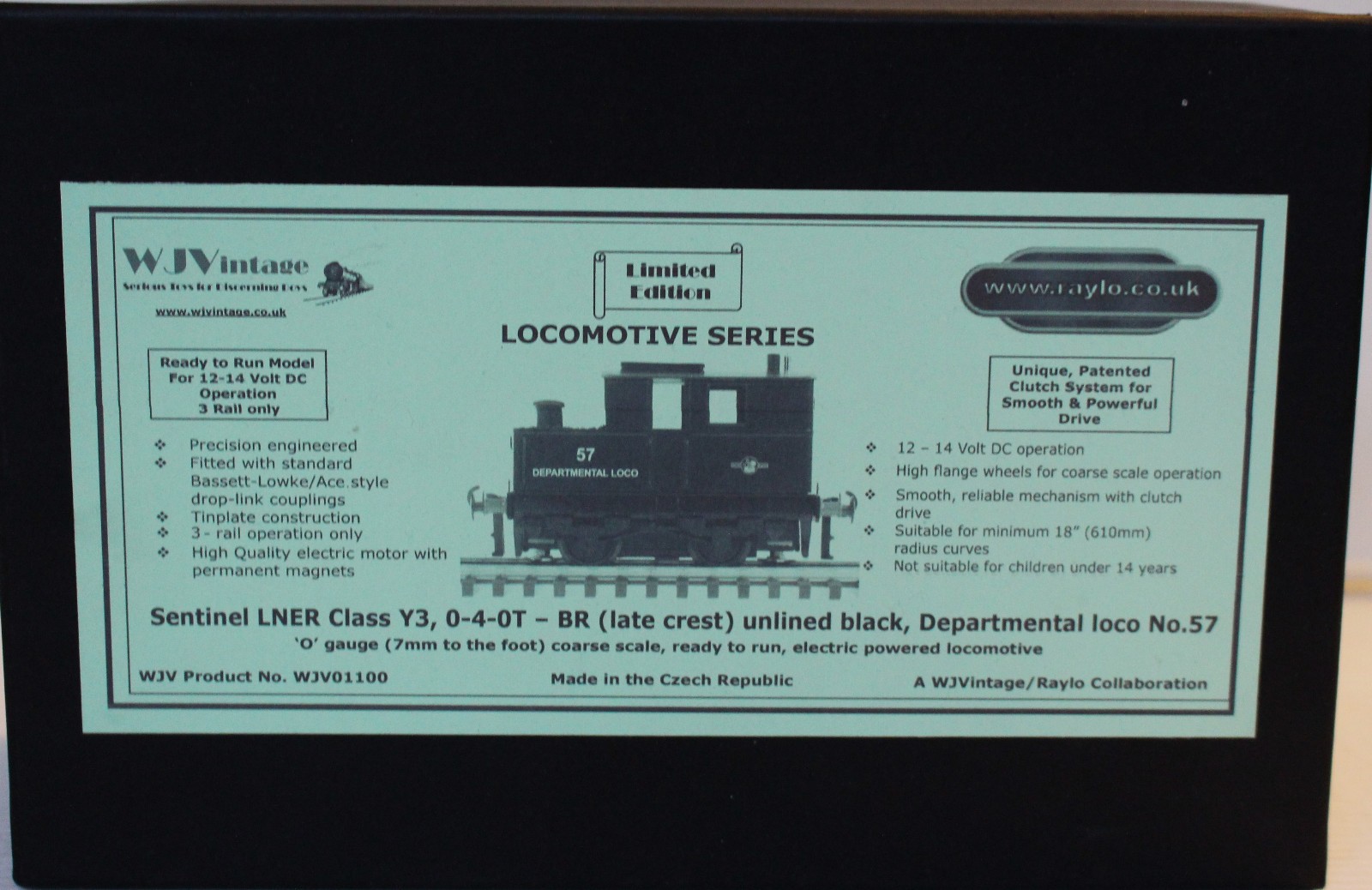 O Gauge 3 Rail WJVintage BR Sentinel LNER Class Y3, 0-4-0T Black Dept Loco No 57