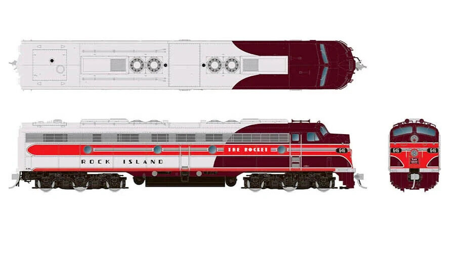 RAPIDO 28562 HO SCALE EMD E8A SOUND and DCC ROCK ISLAND ROCKET #646