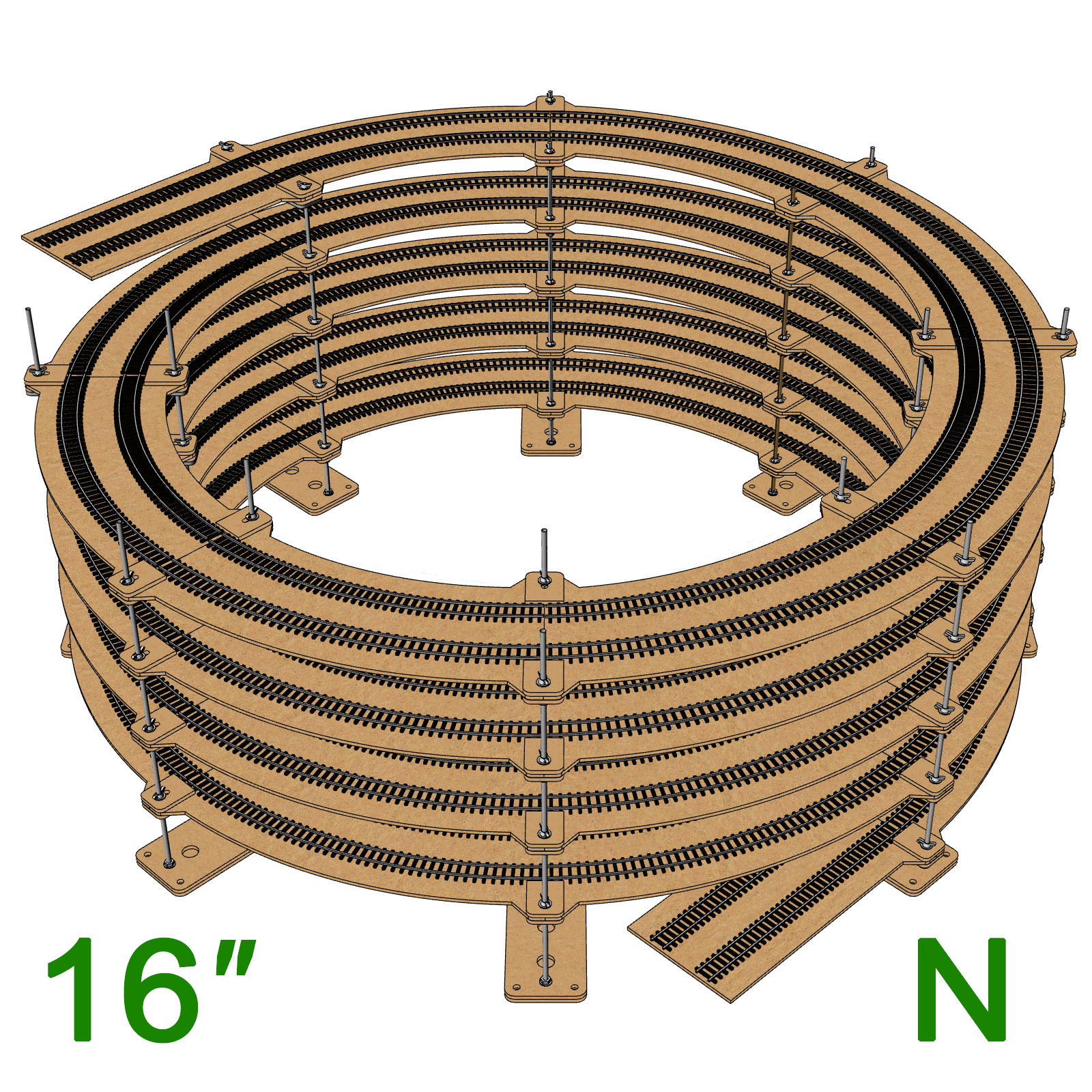 NEW! N Scale 16″ Radius Helix For 14.5″ – 16″ – 17.5″ Tracks for Model Train