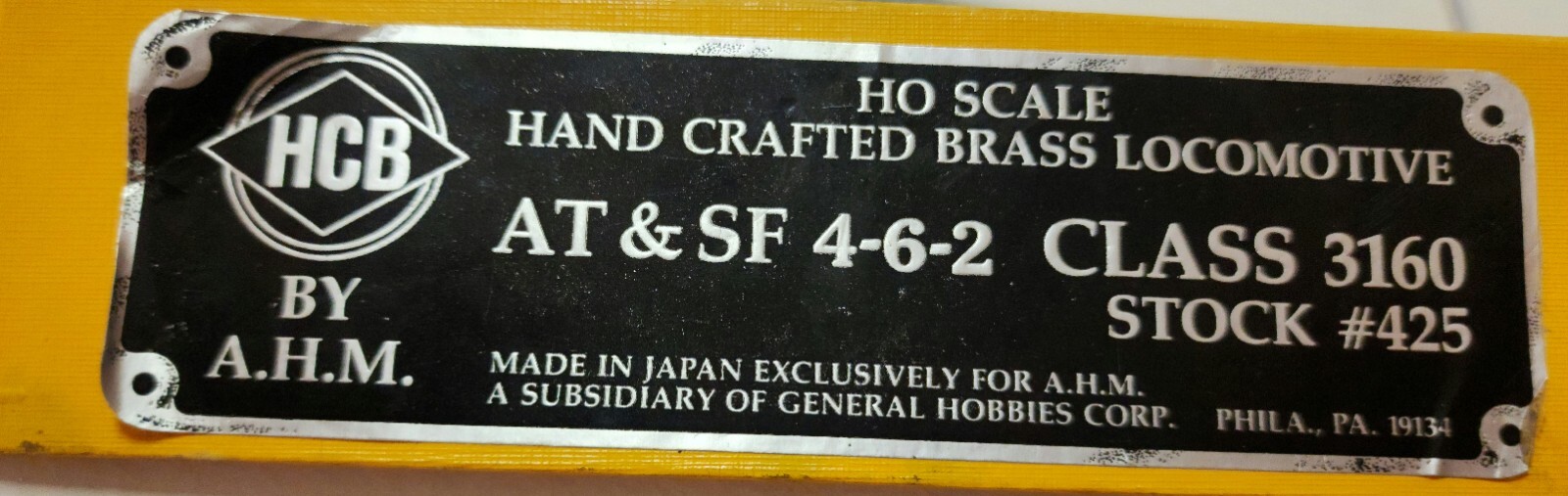 HCB by AHM HO Brass AT&SF 4-6-2 CLASS 3160 Stock #425