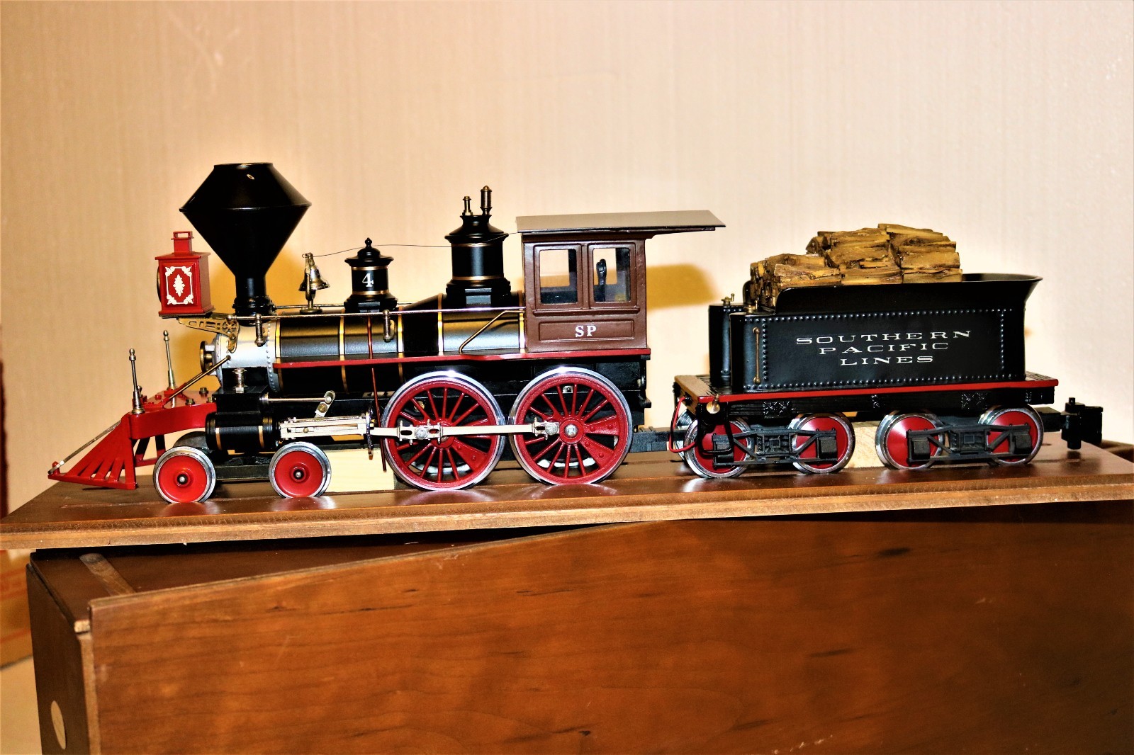 BEAUTIFUL RARE G scale Brass DELTON Southern Pacific Lines SP 4-4-0 #4 -Ser#44