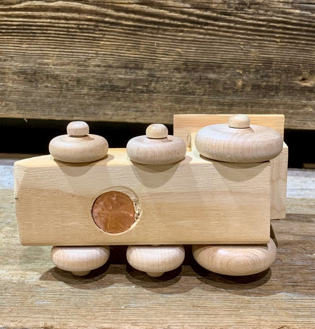 Vintage Handmade Wooden Locomotive, 5″