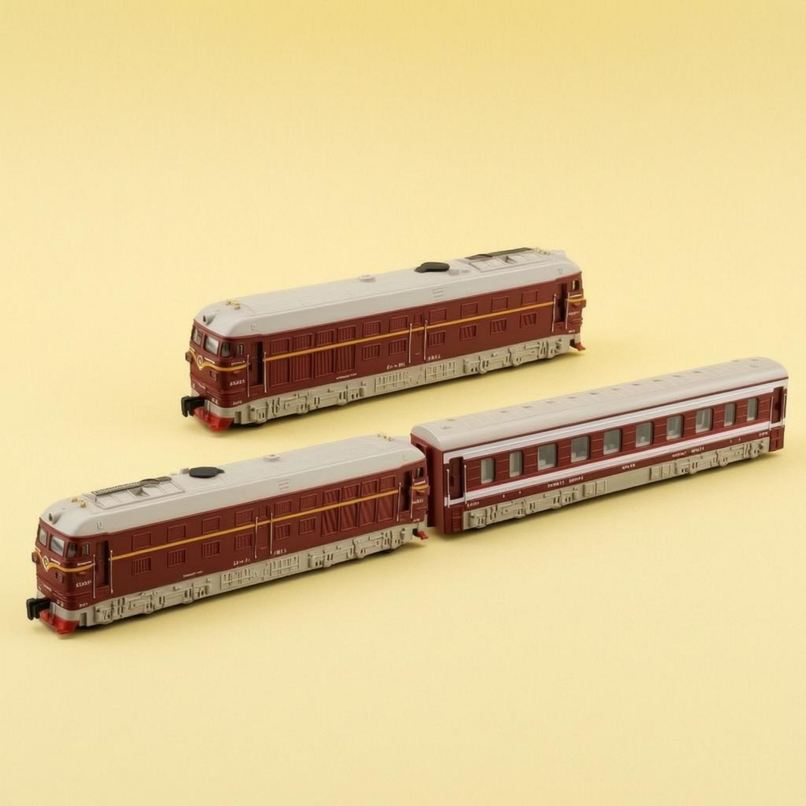 3 Pieces Alloy Train Model Working Lights Plaything Printed Side Panels