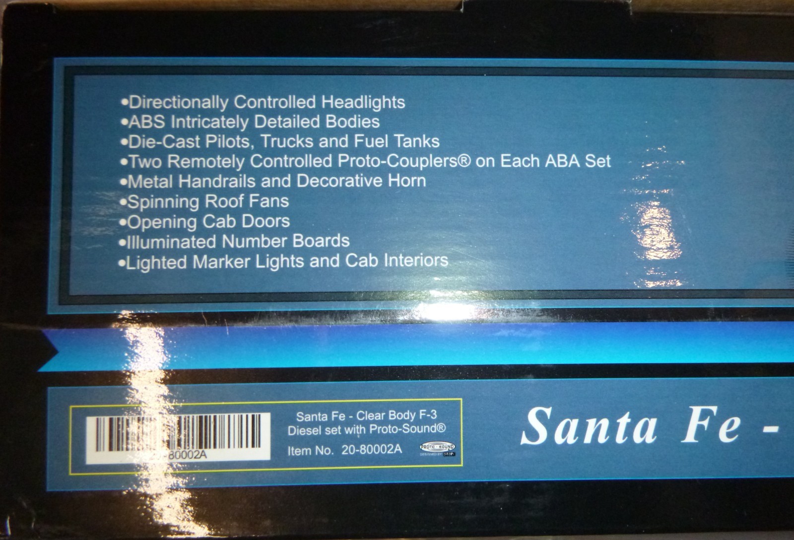 MTH O Scale Premier F-3 ABA Clear Body Diesel Engine Set #20-80002A NIB Santa Fe