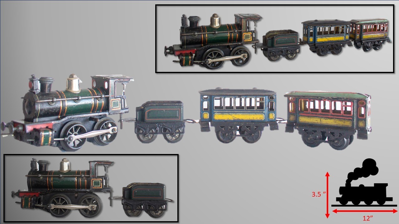 Early Version of Karl Bub (KBN) Clockwork 0-gauge Passenger Train Set